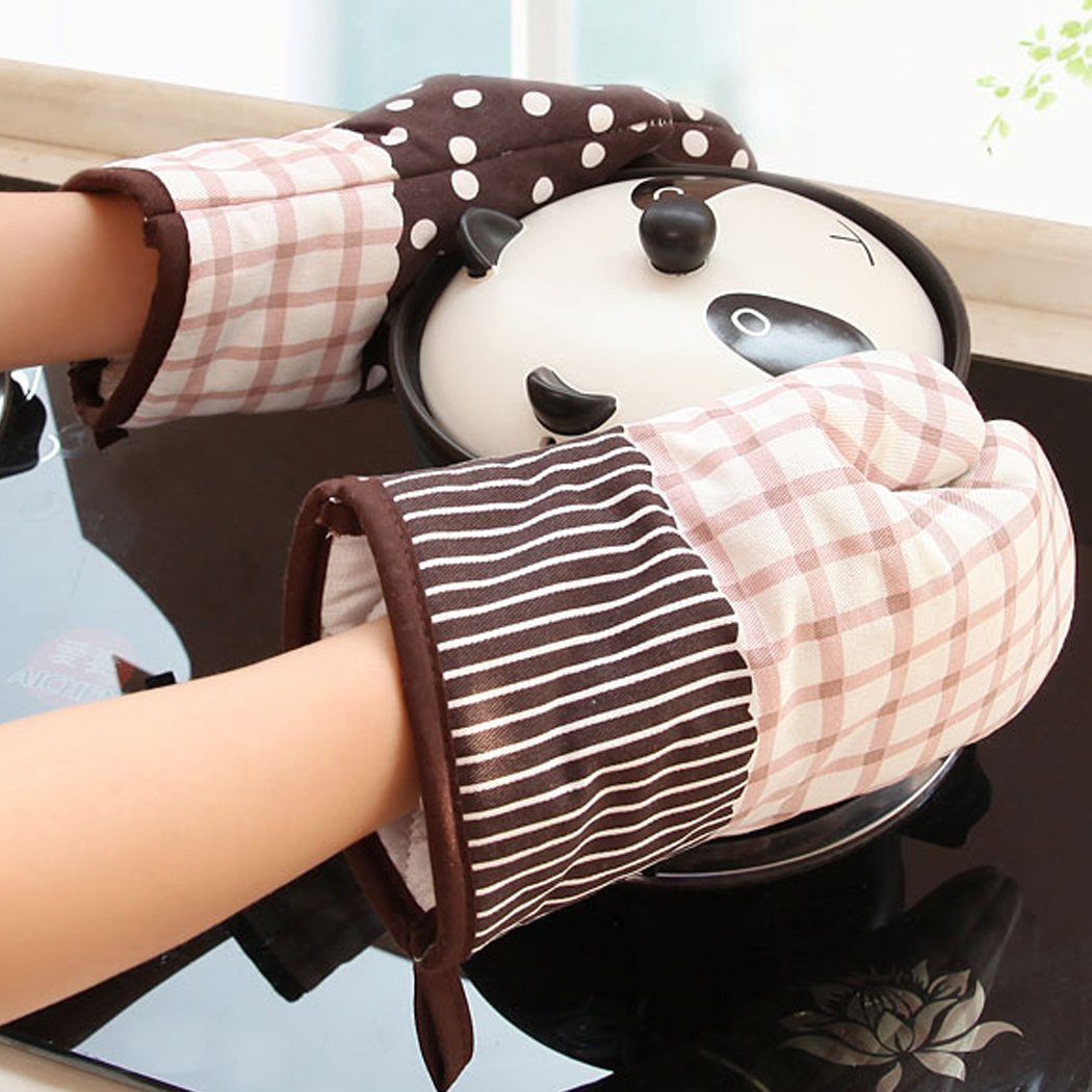 Kinchi Glove Microwave Bbq Oven Cotton Baking Pot Mitts Cooking Heat Resistant Kitchen,100% Quilted Cotton With Thick Terry Clot